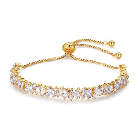 Bransoletka na rękę stal chirurgiczna pozłacana 14k złotem, z cyrkoniami BST1510 Bransoletka na rękę stal chirurgiczna pozłacana 14k złotem, z cyrkoniami BST1510