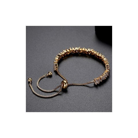 Bransoletka na rękę stal chirurgiczna pozłacana 14k złotem, z cyrkoniami BST1510 Bransoletka na rękę stal chirurgiczna pozłacana 14k złotem, z cyrkoniami BST1510