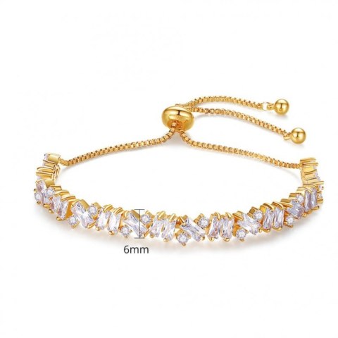 Bransoletka na rękę stal chirurgiczna pozłacana 14k złotem, z cyrkoniami BST1510 Bransoletka na rękę stal chirurgiczna pozłacana 14k złotem, z cyrkoniami BST1510