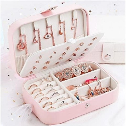 Szkatułka na biżuterię, etui, organizer, pudełko różowe PD160R
