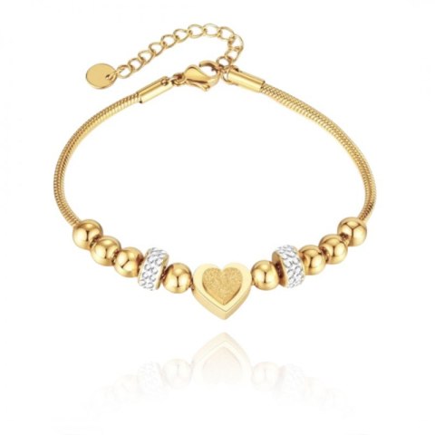 Bransoletka na rękę stal chirurgiczna pozłacana 14k złotem SERCE BST1521 Bransoletka na rękę stal chirurgiczna pozłacana 14k złotem SERCE BST1521