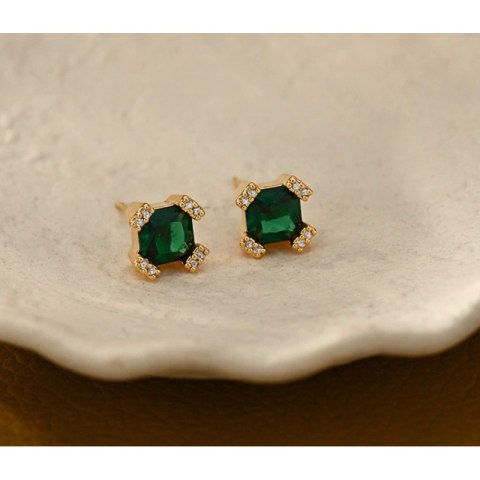 Kolczyki ze stali szlachetnej pozłacane 14k złotem, z cyrkoniami KST3416